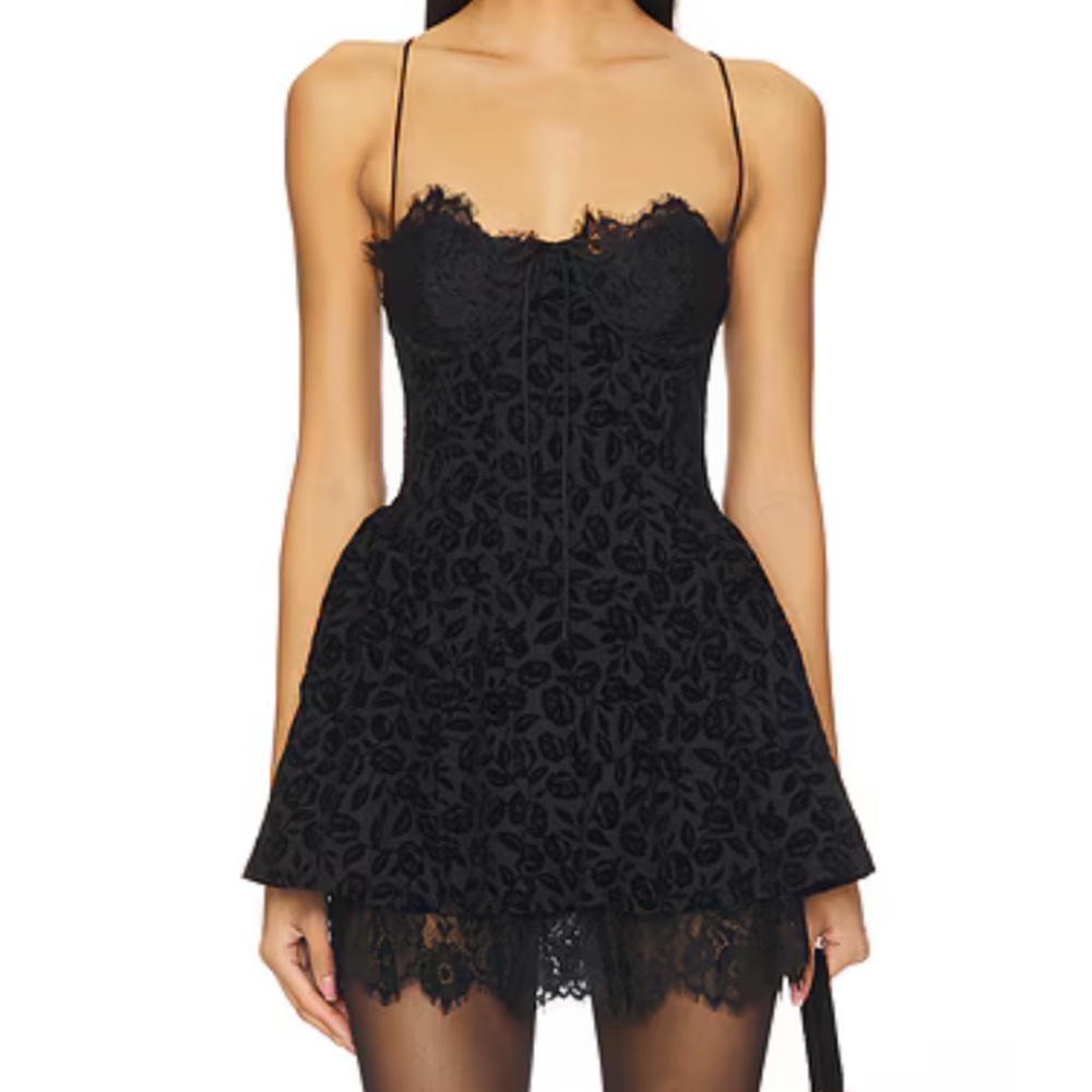 For Love & Lemons Black Lace Mini Dress